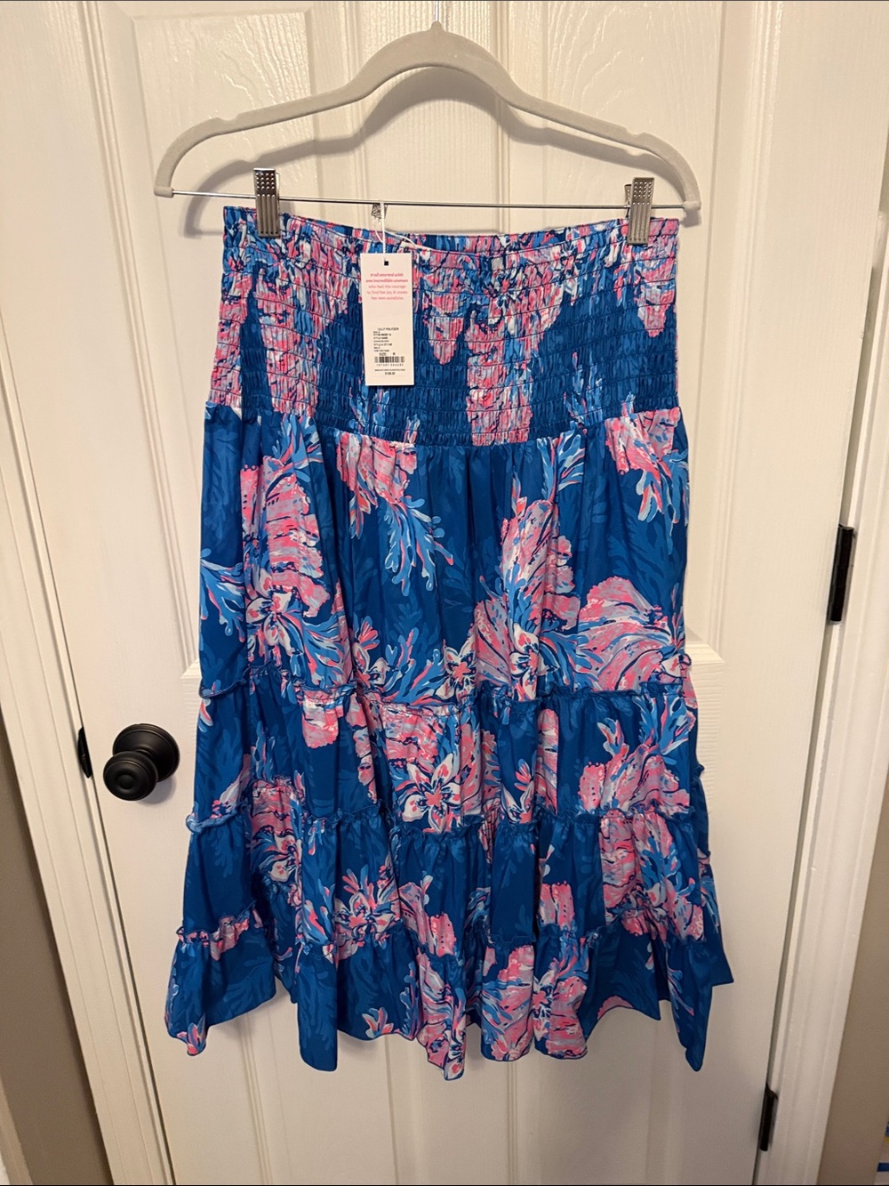 Lilly Pulitzer Women’s Smocked Waist Floral Midi Skirt - Blue & Pink
